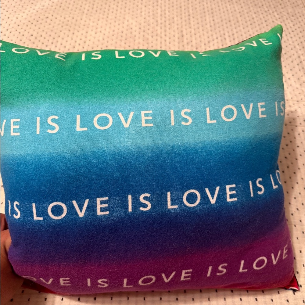 Love is love (homemade) throw pillow w/pride keychain